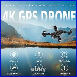 Foldable RC Drone with GPS 4K HD Camera 5G Quadcopter Adult Beginner+2 Batteries